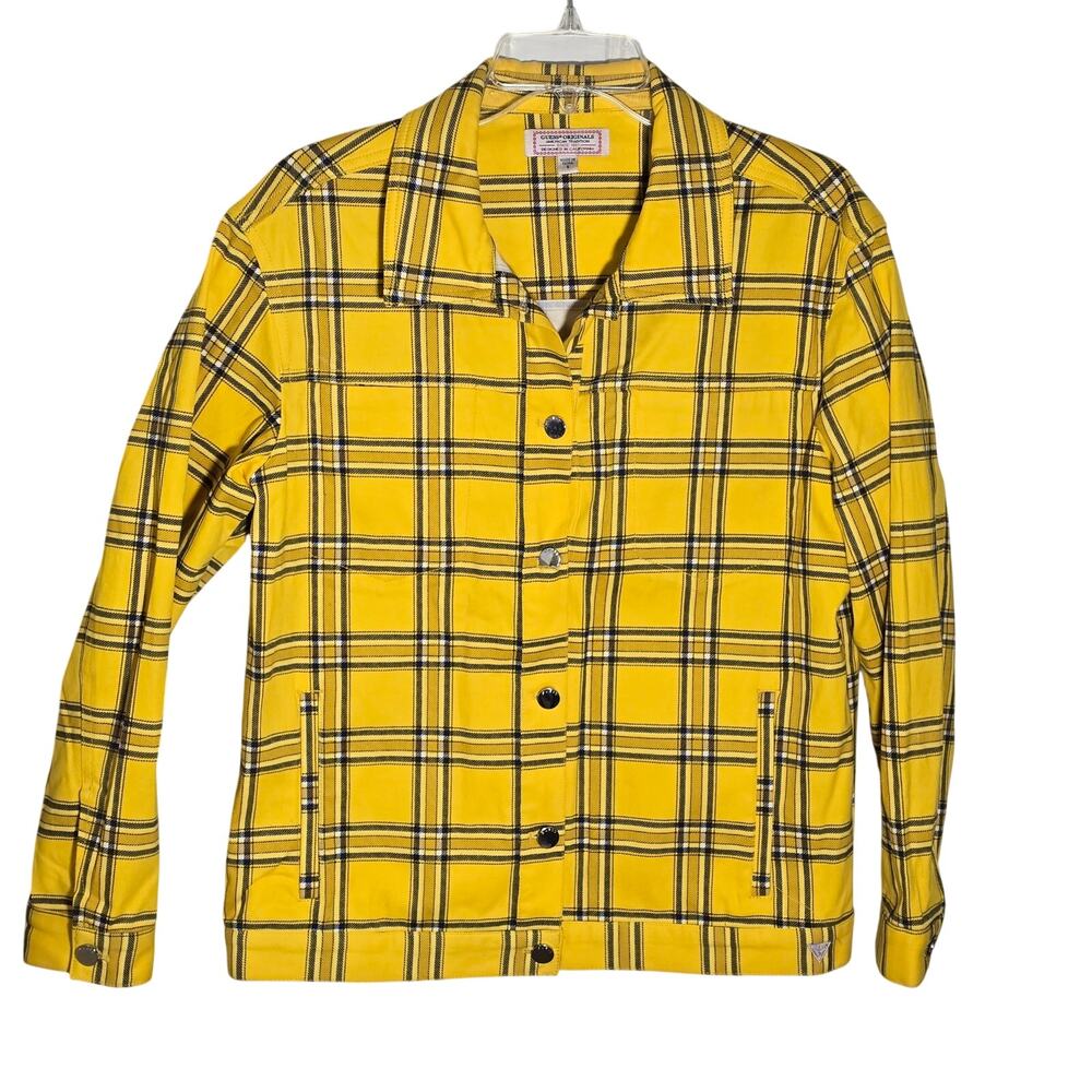 Guess Originals Yellow Plain Flannel Button Up Jacket Clueless Y2K 90s Small LN